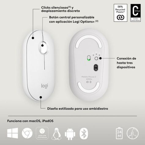 Mouse Pebble 2 M350s, inalámbrico Bluetooth-2