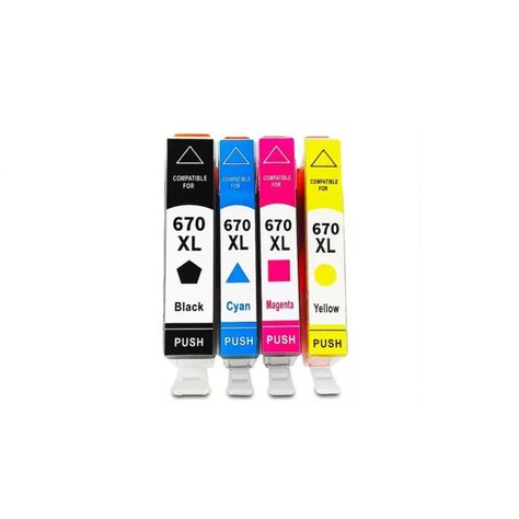 Pack 4 Tintas Compatibles 670xl B/c/m/y 3525 4615 4625 5525-1