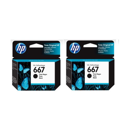 Pack 2 Tintas hp 667 Negro Original 1275/2374/2375/2376/2775-0