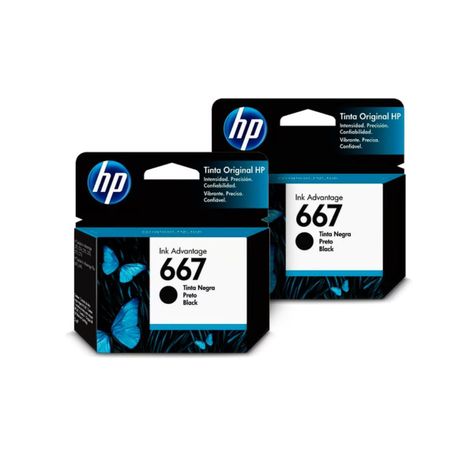 Pack 2 Tintas hp 667 Negro Original 1275/2374/2375/2376/2775-1