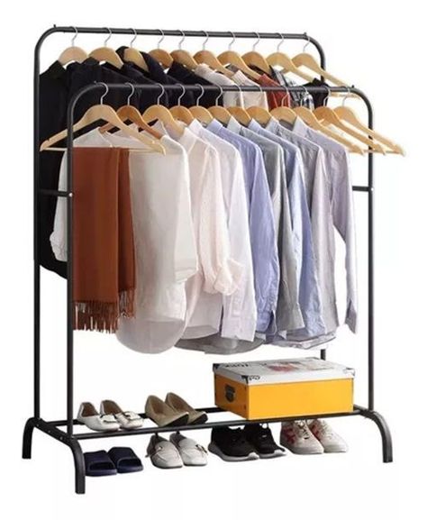Perchero Organizador De Ropa Doble Metalico Negro-0