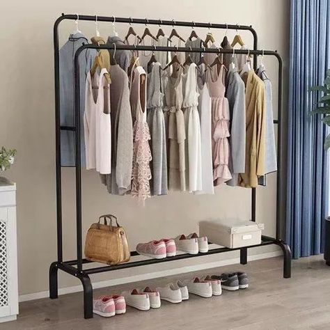 Perchero Organizador De Ropa Doble Metalico Negro-2