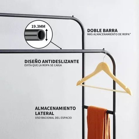 Perchero Organizador De Ropa Doble Metalico Negro-4