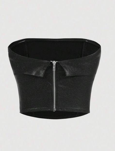 Crop Top Jeans Negro-1