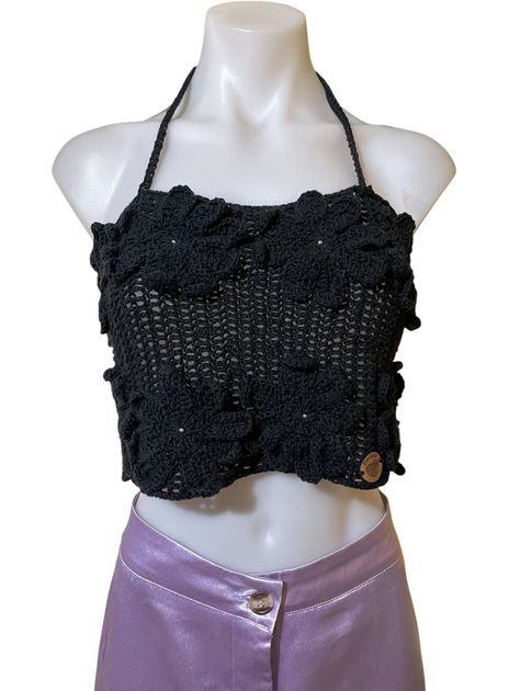 Crop Top Crochet Flores-0