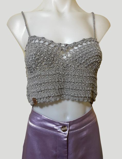 Crop Top Tejido Gris-0