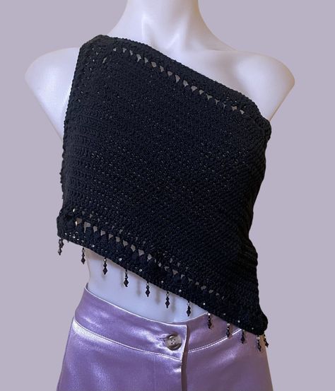 Crop Top Crochet con Apliques-0