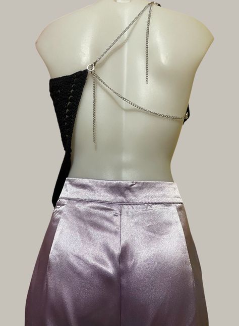 Crop Top Crochet con Apliques-1