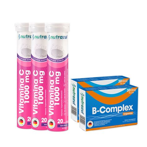 Vitamina C berries 1000 mg (3) + B-Complex cápsulas (2)  - Pack 5 unidades .-0