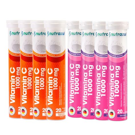 Vitamina C 1000 mg - Pack 8 unidades . Sabores naranja y berries.-0