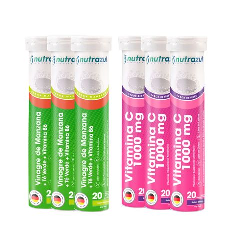 Vinagre de Manzana 1000 mg - Té Verde (3)  + Vitamina C 1000 mg berries - Pack 6 Unidades  -0