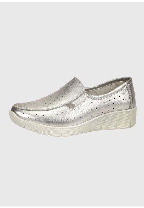 Mocasín Cuero Aranna Plateado-0