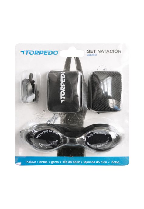 SET NATACION TORPEDO ADULTO NEGRO-0
