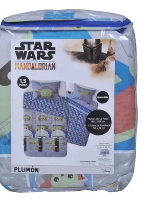 Plumón Infantil Reversible Disney Marvel Apto 1 Pl Y 1.5 Pl mandalorian blue-1