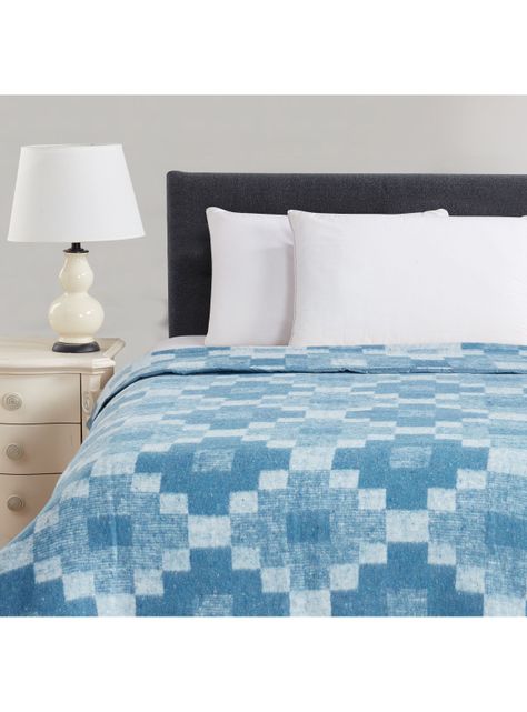 Frazada Jacquard Illusions 1,5 Plaza 80% Algodón 160x210cm Celeste-0