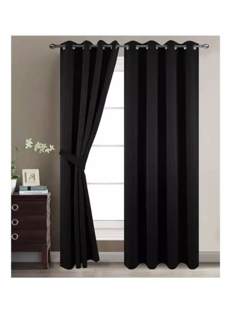 Set De Cortinas Mónaco De 8 Piezas 140x220cm Marca Idetex Negro-2