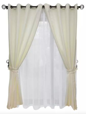 Cortinas Mónaco 140x220cm Set De 8 Piezas Marca Idetex Beige-2