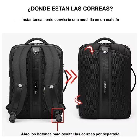 Mochila Viral Expandible USB Arctic Hunter 32L Viajeros Cabina Avión-7