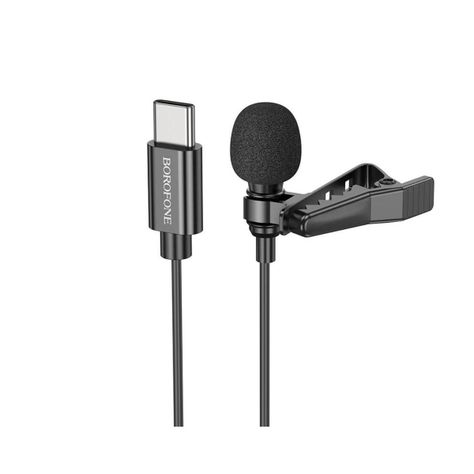 MICROFONO LAVALIER TIPO C BOROFONE NEGRO-0