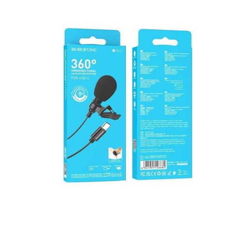 MICROFONO LAVALIER TIPO C BOROFONE NEGRO-1