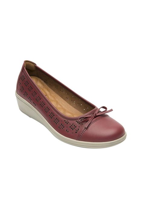Zapato Mujer Cuero Castaña Rojo Flexi-0