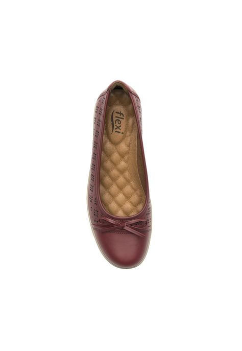 Zapato Mujer Cuero Castaña Rojo Flexi-6