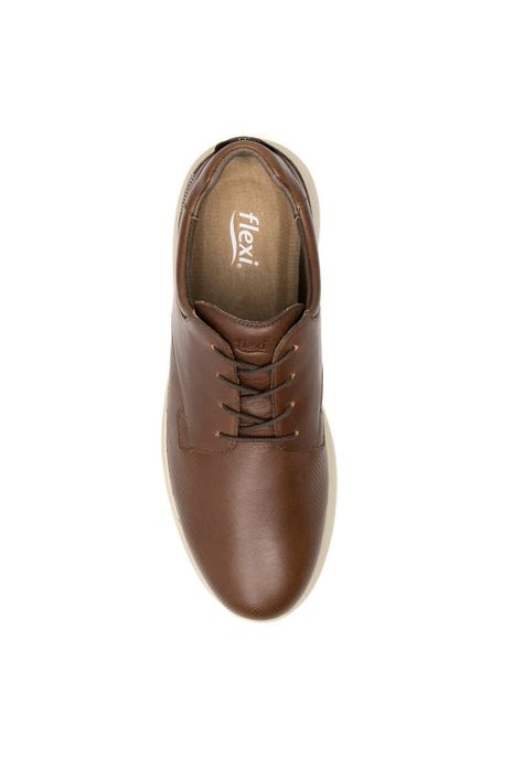 Zapatilla Hombre Cuero Hika Café Flexi-2