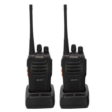 KIT PAR RADIOTRANSMISORES PORTATIL INCLUYE MANOS LIBRES WALKIE TALKIE 16KILOMETROS PHILCO-0