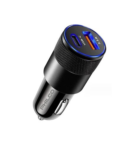 FLP2552B CARGADOR 12/24V USB/C 20W DOBLE NEGRO PHILCO-0