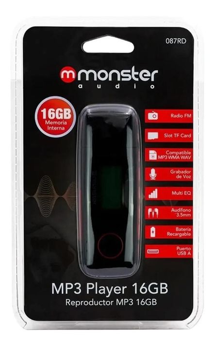 Reproductor Mp3 16gb Radio Fm Monster Con Grabador De Voz-0