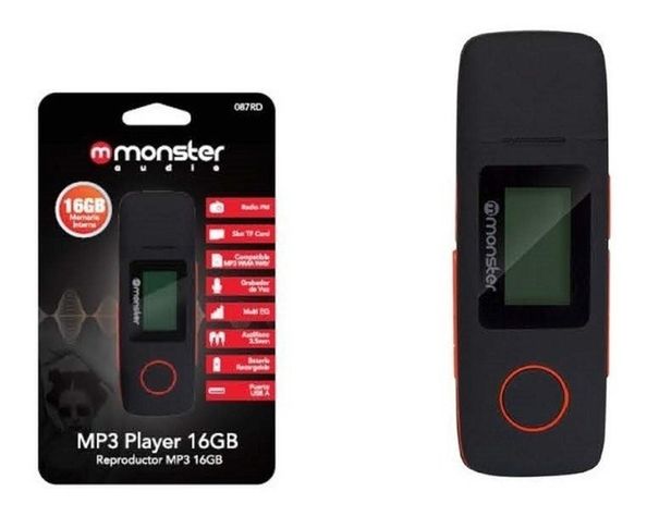 Reproductor Mp3 16gb Radio Fm Monster Con Grabador De Voz-1