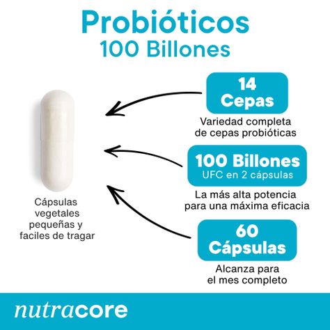 Probióticos 100 Billones 14 Cepas - 60 Cápsulas Vegetales-1