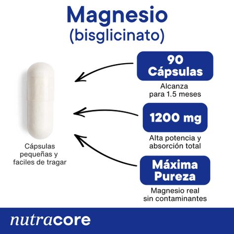 Bisglicinato De Magnesio 1200mg - 90 Cápsulas - Nutracore-1