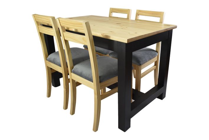 Comedor Carpintero 4 Sillas Tapiz Gris-0