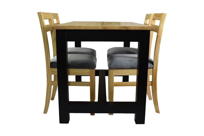 Comedor Carpintero 4 Sillas Tapiz Gris-2