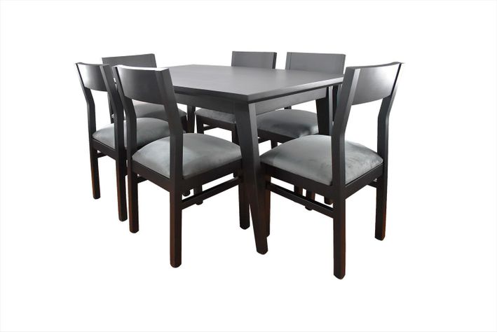 Comedor Vendetta Negro 90x150 6 sillas gris-0