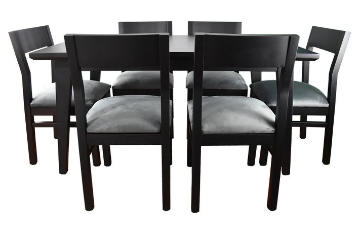 Comedor Vendetta Negro 90x150 6 sillas gris-1