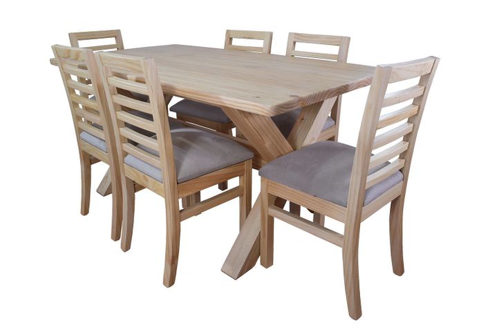Comedor Cruz 6 Sillas Venecia Tapiz Beige-0