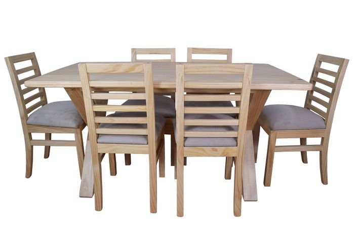 Comedor Cruz 6 Sillas Venecia Tapiz Beige-1