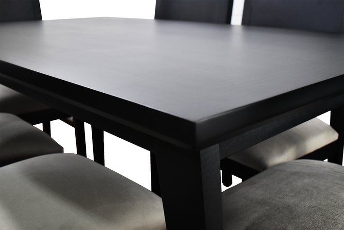 Comedor Vendetta Negro 90x150 6 sillas beige-2
