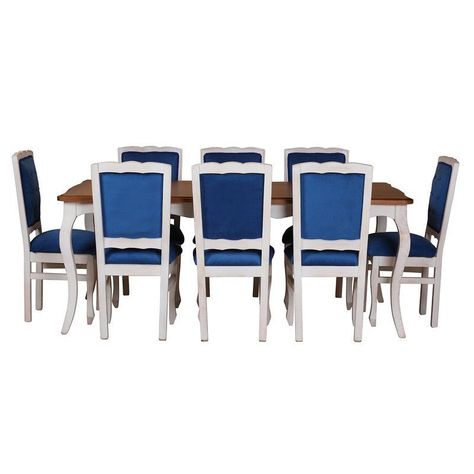 Comedor Normando miel 100x200 tapizado Azul-1