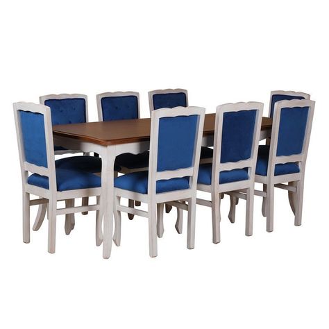 Comedor Normando miel 100x200 tapizado Azul-0