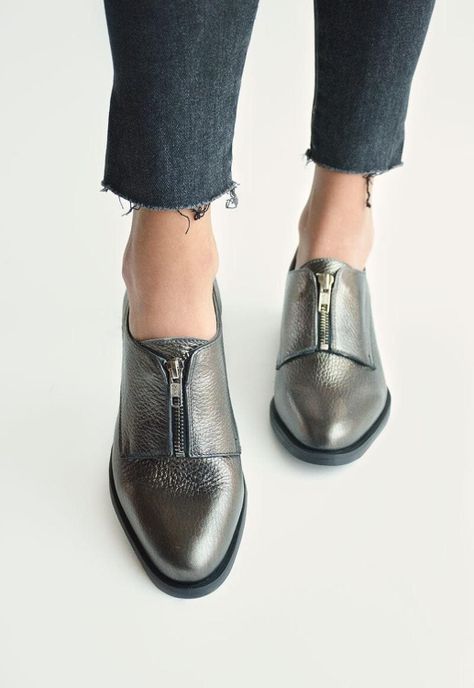 Zapato Mujer De Cuero Leonor C3 Metalico-1