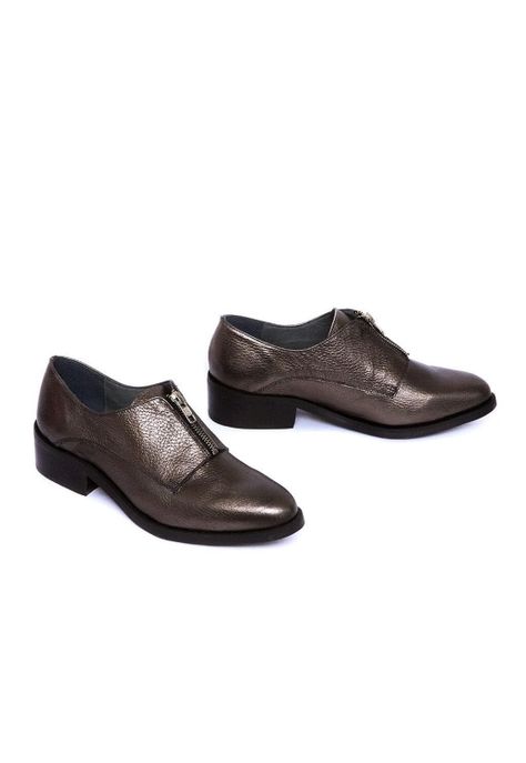 Zapato Mujer De Cuero Leonor C3 Metalico-5