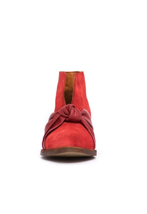 Botin Mujer De Cuero Florence Rojo C5-2