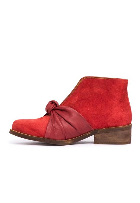 Botin Mujer De Cuero Florence Rojo C5-3