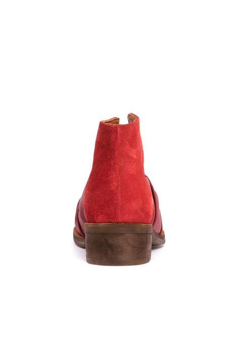 Botin Mujer De Cuero Florence Rojo C5-4
