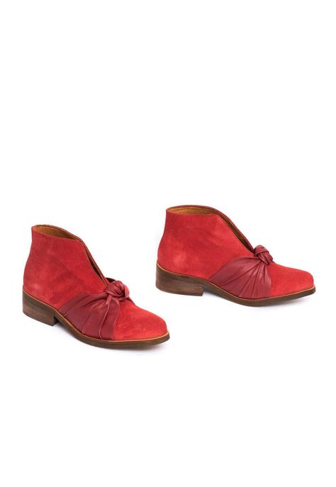Botin Mujer De Cuero Florence Rojo C5-5
