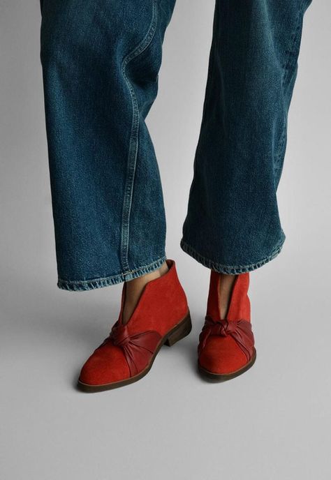 Botin Mujer De Cuero Florence Rojo C5-6