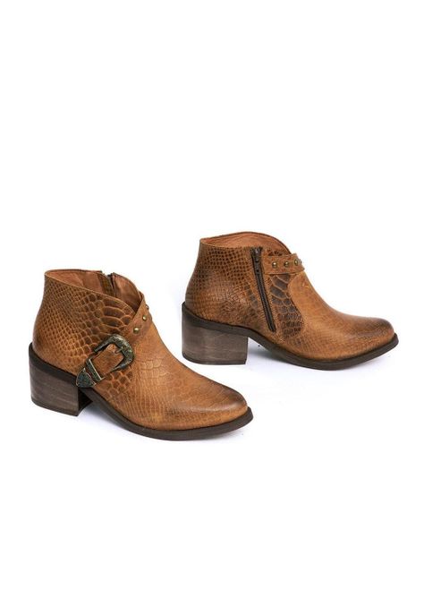 Botin Mujer De Cuero Berta C6 Camel-4